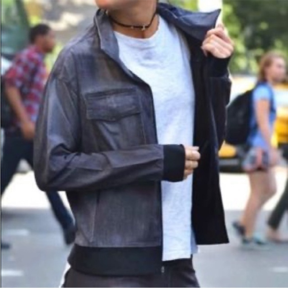 Lucy Faux Denim Lightweight Full Zip High Collar Jacket Size Small